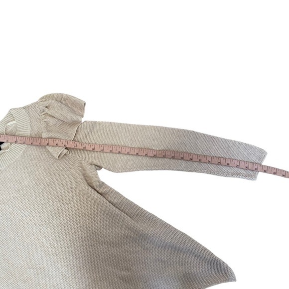 Lane Bryant 14/16 Women’s Sweater Ruffle Asymmetrical Oatmeal Color - Picture 2 of 10